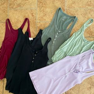 AE Aerie Ribbed Henley Tank Top Bundle